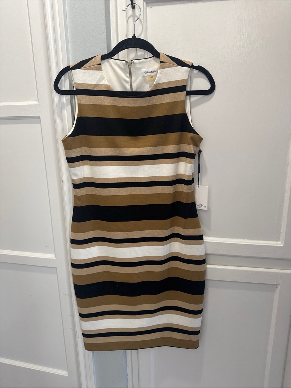 NWT Calvin Klein Metallic Striped Sheath Dress Size 6 (CD7PB6D5)